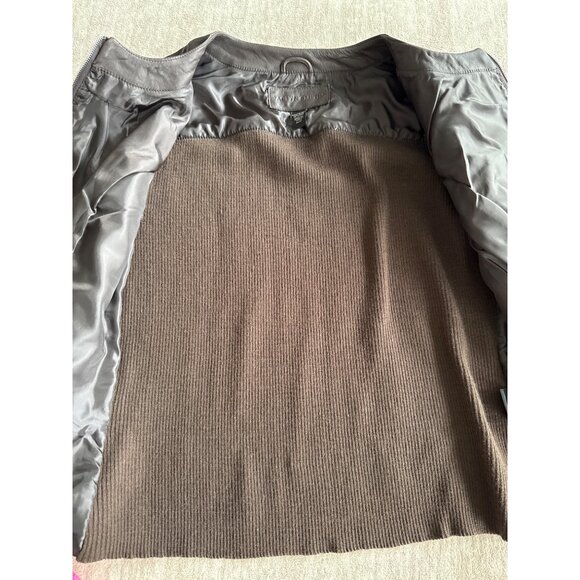 Jaclyn Smith Genuine Lambskin Leather & Knit Brown Jacket M - Picture 8 of 8
